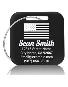 Etiquetas de Equipaje Personalizadas FamiB - Metal Negro 5x5 cm