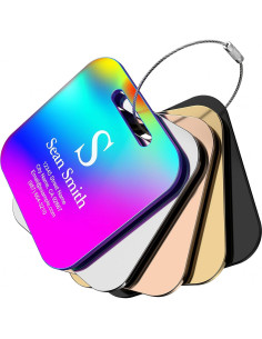 Etiquetas de Equipaje Personalizadas FamiB - Metal Negro 5x5 cm 2