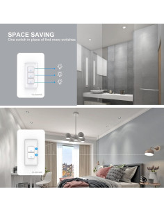 Interruptor de Luz Inteligente Filohome 2 Gang Wi-Fi 2.4GHz 2