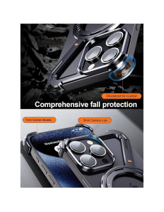 Funda para iPhone 13 Pro Drayromn Negra, Ultra Delgada con Soporte 360 2