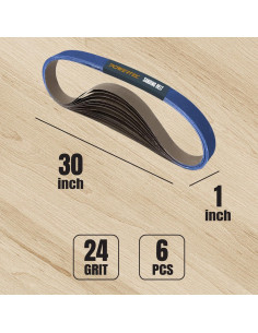 Cintas de Lijado Circonio 1x30 POWERTEC 24 Granos 6PK 2