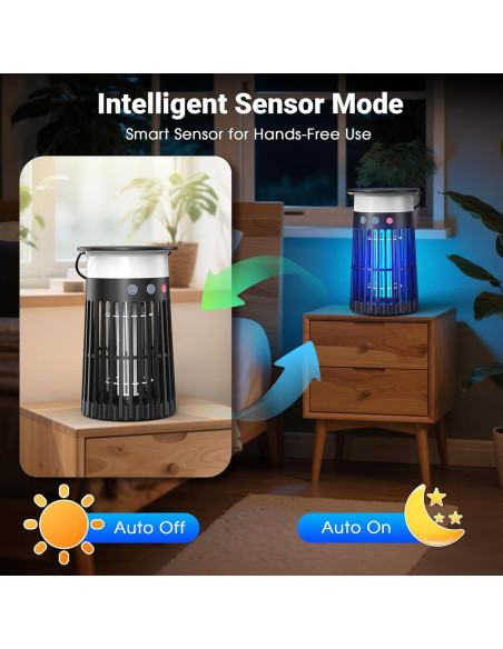 Zapper Solar de Insectos Inalámbrico 4 en 1 Zwiran Negro
