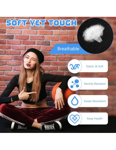 12 Muñequera Deportiva Absorbente YWMIGL Negra 8x8 cm