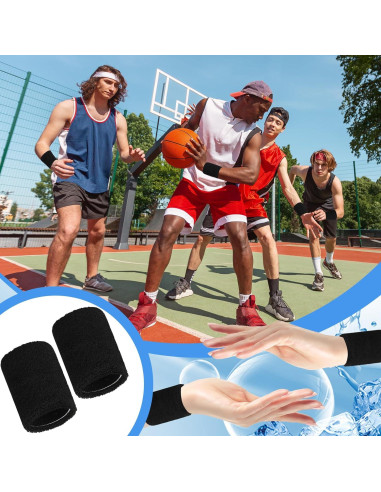 12 Muñequera Deportiva Absorbente YWMIGL Negra 8x8 cm