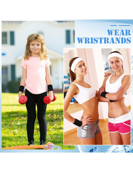 12 Muñequera Deportiva Absorbente YWMIGL Negra 8x8 cm