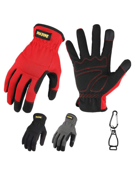 DULFINE Guantes de Trabajo Medianos Rojo 3 Pares Alta Destreza