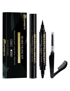 Rellenador de Barba AIHOPESTO 3 Piezas - Lápiz Negro a Prueba de Agua