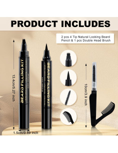 Rellenador de Barba AIHOPESTO 3 Piezas - Lápiz Negro a Prueba de Agua 2
