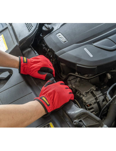 DULFINE Guantes de Trabajo Medianos Rojo 3 Pares Alta Destreza