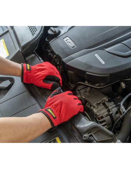 DULFINE Guantes de Trabajo Medianos Rojo 3 Pares Alta Destreza