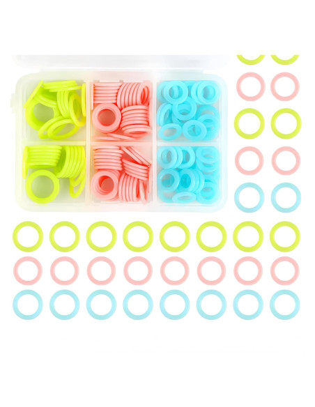 180 Anillos Marcadores de Tejido Wonafa - Plástico S/M/L Colores