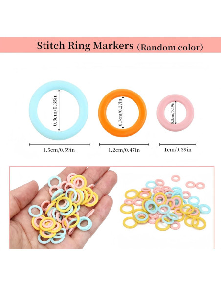 180 Anillos Marcadores de Tejido Wonafa - Plástico S/M/L Colores