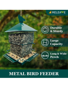 Comedero para Aves Colgante Meleave Verde 2.95kg Metal Resistente 2