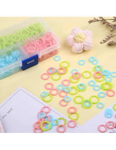 180 Anillos Marcadores de Tejido Wonafa - Plástico S/M/L Colores