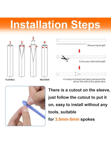 180 Fundas de Radios DENGXINWEI 24cm 10 Colores para Bicicleta