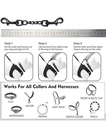 Clip de Seguridad para Collar de Perro DEYACE 20cm y 25cm Negro