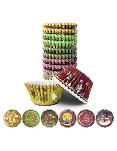Forros de Cupcake Qiqee Navidad 300 Unidades Mini 3.17 cm