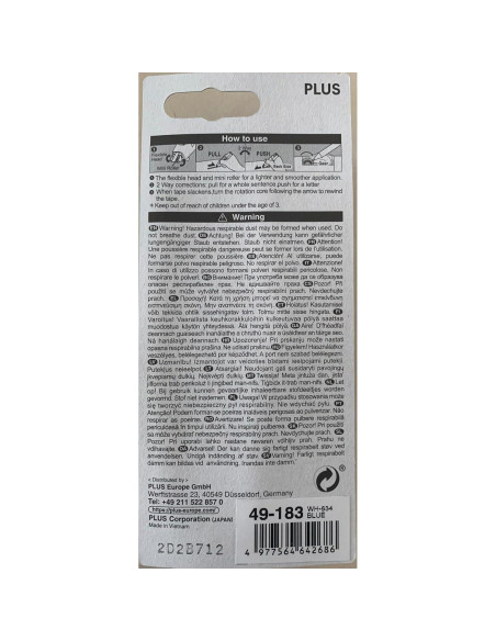 Roller Corrector Recargable PLUS MR Azul 6m x 4.2mm