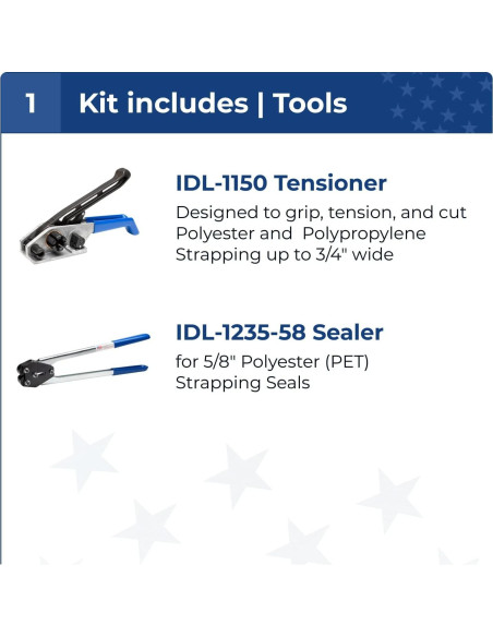 Kit de Estribado de Poliéster IDL 600 pies 300 Sellos Kit de Estribado de Poliéster IDL 600 pies 300 Sellos