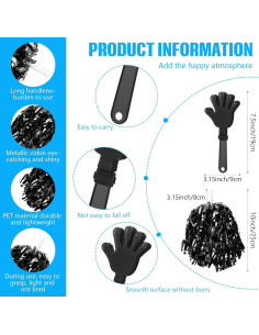 36 Accesorios de Animación Negros - Pompones, Aplaudidores y Palos de Trueno 2