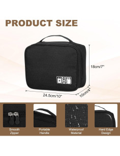 Bolsa Organizadora de Cables PATIKIL Portátil Negra 24.5x10x18cm 2