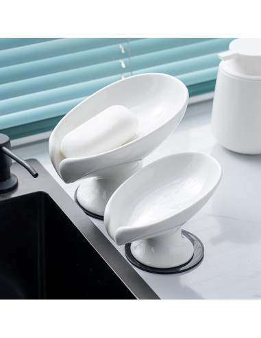 Plato de Jabón Cerámica Agyiuns Autodrenante Hoja Grande