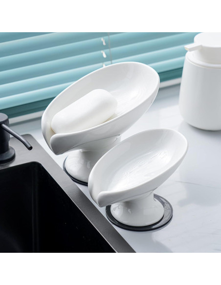 Plato de Jabón Cerámica Agyiuns Autodrenante Hoja Grande