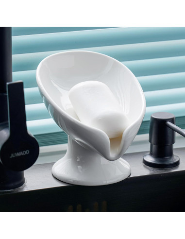 Plato de Jabón Cerámica Agyiuns Autodrenante Hoja Grande