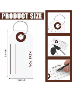 500 Etiquetas de Llave con Anillos Affrolling 3.5x7 cm Blancas 2