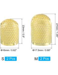 Protector de Dedo de Costura uxcell - 4 Pcs Metal Dorado 2
