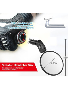 Espejo Retrovisor Convexo RUBY.Q para Bicicleta Ajustable 2
