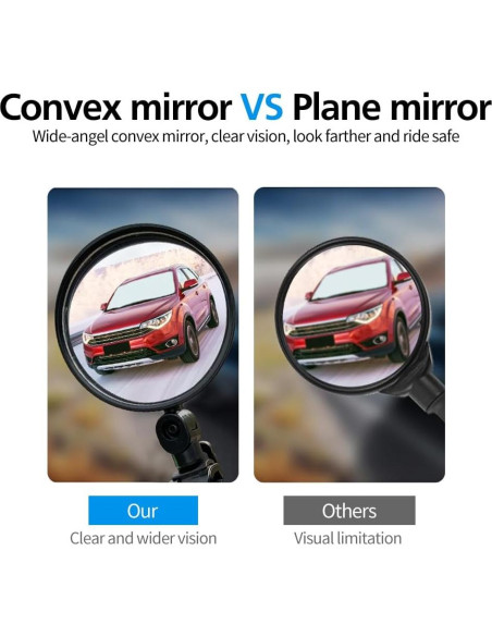 Espejo Retrovisor Convexo RUBY.Q para Bicicleta Ajustable