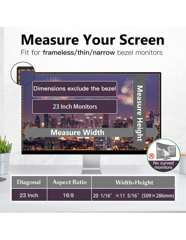 Filtro de Privacidad Magnético JEEETINTX 23" para Monitor 16:9