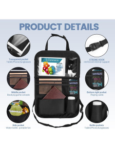 Organizador de Asiento Trasero KOHUIJOO con Bandeja Plegable 2