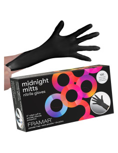 Guantes desechables de nitrilo FRAMAR negros - Extra pequeño - 100 unidades