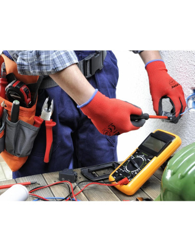 Guantes de Trabajo DULFINE PU Rojo 12 Pares Talla Grande