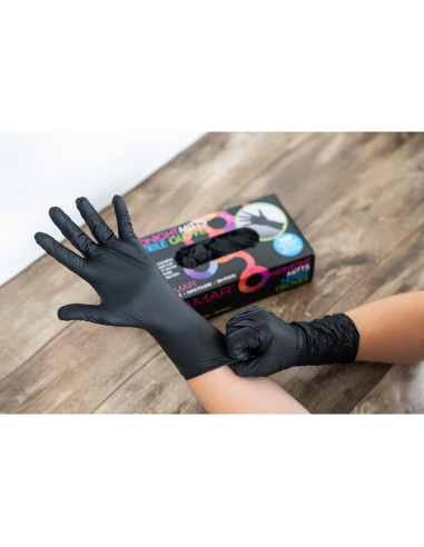 Guantes desechables de nitrilo FRAMAR negros - Extra pequeño - 100 unidades