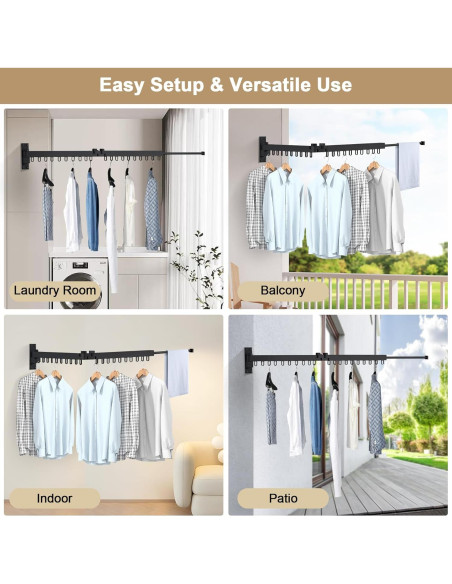 Perchero Plegable Bakala para Secar Ropa Montado en Pared 149.68kg