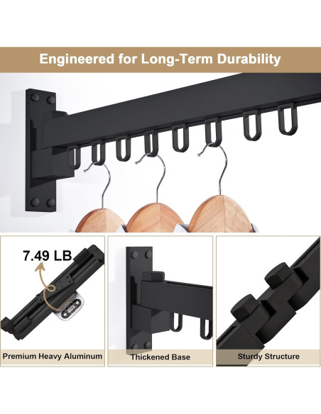 Perchero Plegable Bakala para Secar Ropa Montado en Pared 149.68kg