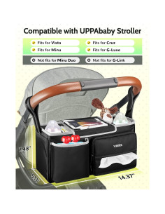 Organizador de Cochecito YOREPEK Negro para UPPAbaby y Más 2