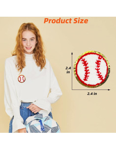 Jongdari 9 Parches de Béisbol Chenille para Planchar - Algodón 2
