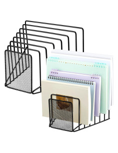 Organizador de Archivos de Metal Chivertion 2 Pcs 7 Ranuras Negro