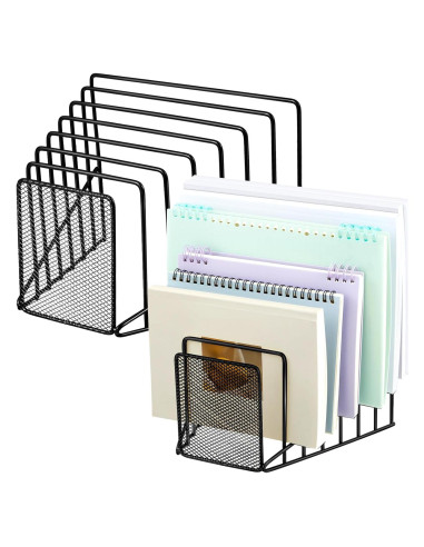 Organizador de Archivos de Metal Chivertion 2 Pcs 7 Ranuras Negro