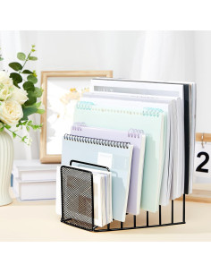 Organizador de Archivos de Metal Chivertion 2 Pcs 7 Ranuras Negro 2