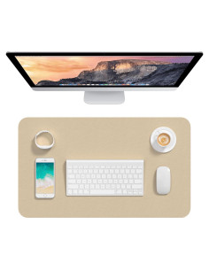 Almohadilla de Escritorio Hsurbtra 60x35 cm Cuero PU Beige