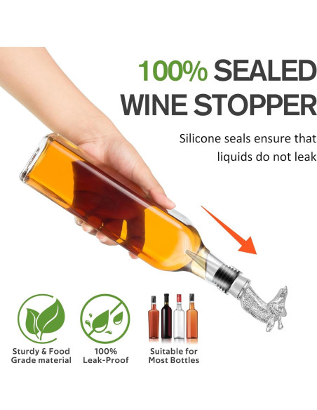 Tapones de vino Jirafa de silicona reutilizables - Set de 2 Tapones de vino Jirafa de silicona reutilizables - Set de 2