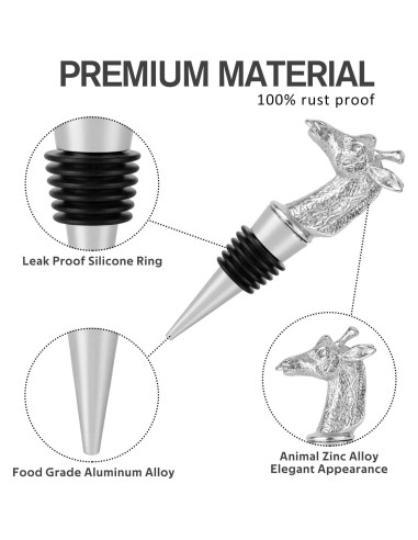 Tapones de vino Jirafa de silicona reutilizables - Set de 2