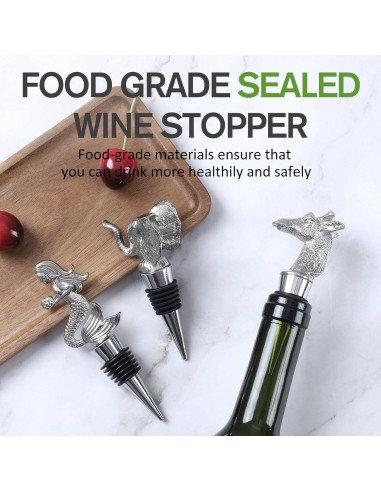 Tapones de vino Jirafa de silicona reutilizables - Set de 2