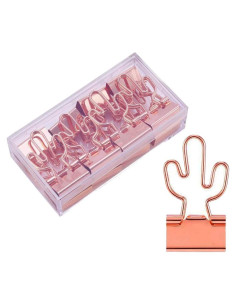 Clip de Binder Cactus Supfoxer en Oro Rosa - 12 Piezas