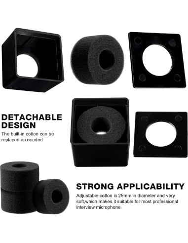 Estación de Bandera de Micrófono Negra + 10 Cubiertas de Espuma